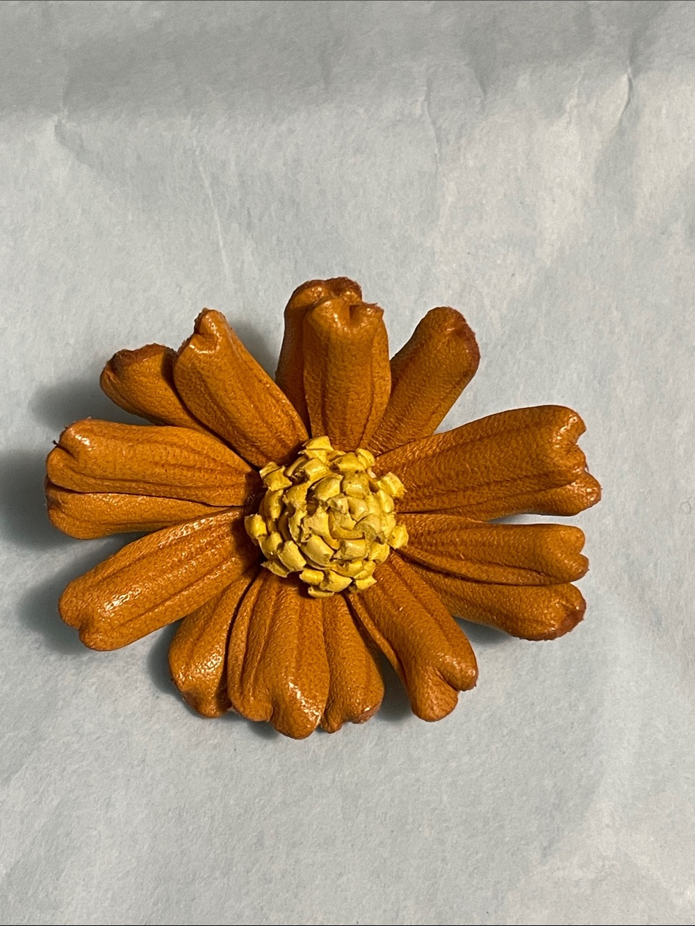 Vintage Leather Flower Brooch